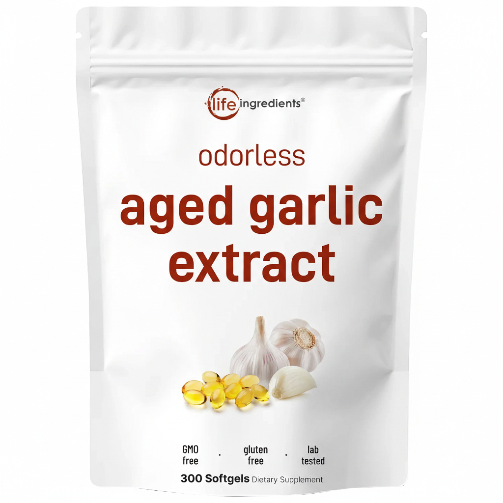 Life Ingredients Odorless Aged Garlic Extract, 300 Softgels